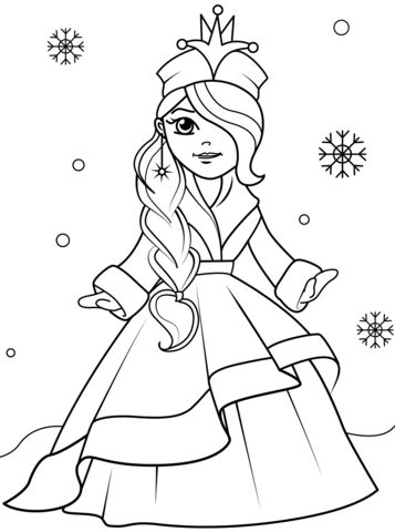 Winter Princess Coloring Page